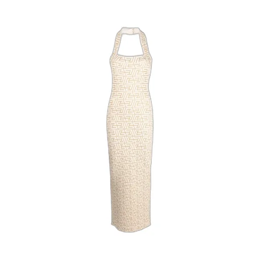 Logo Jacquard Halterneck Dress
