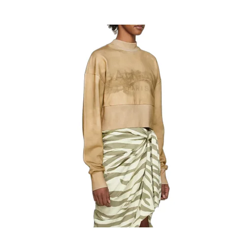 Eco-Responsible Cotton Cropped Sweatshirt With Balmain Logo Print