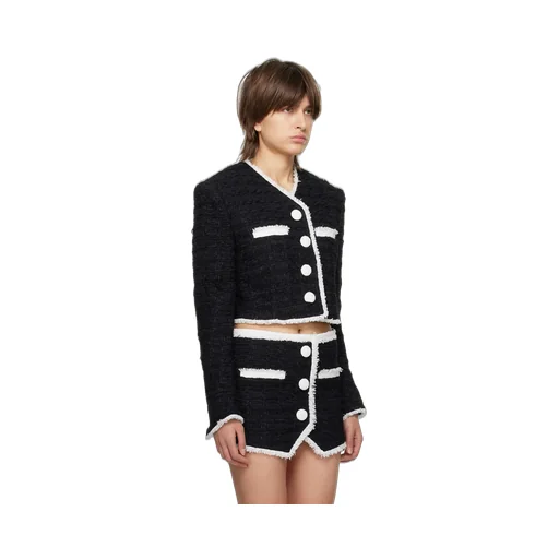 Short Tweed Jacket With Contrasting Details