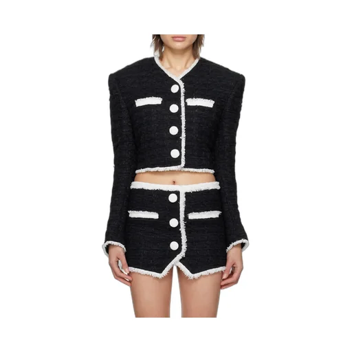 Short Tweed Jacket With Contrasting Details
