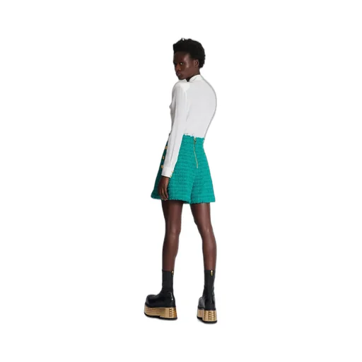 Buttoned Tweed Shorts