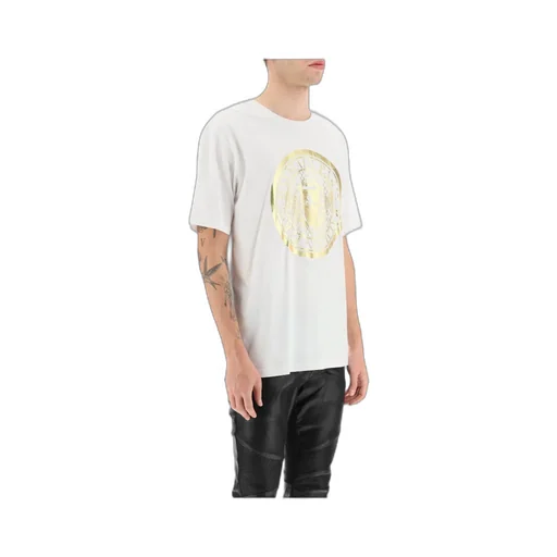 Metallic Coin Logo Printed Crewneck T-Shirt