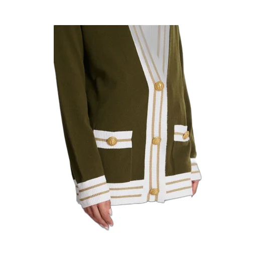 Cashmere Cardigan With Balmain Logo
