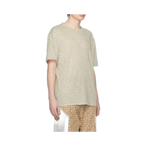 Oversized Cotton T-Shirt With Printed Pyramid Monogram