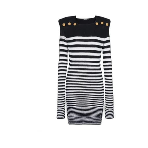 Striped Button-Detailed Mini Dress