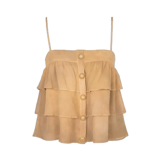 Strappy Ruffled Silk Top