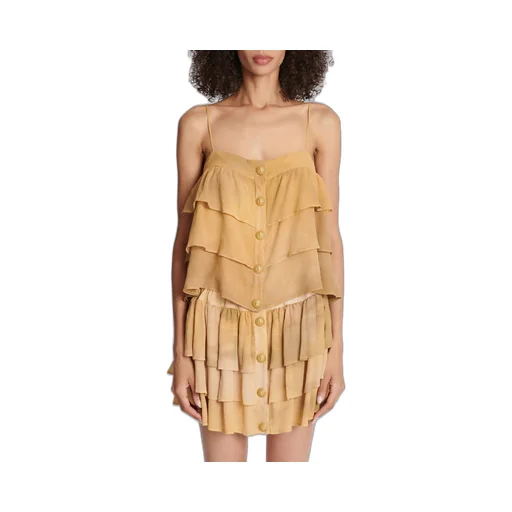 Strappy Ruffled Silk Top