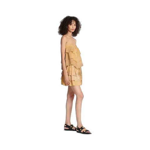 Strappy Ruffled Silk Top