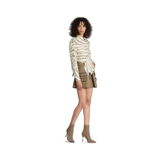 Animal Printed Cropped Shirt