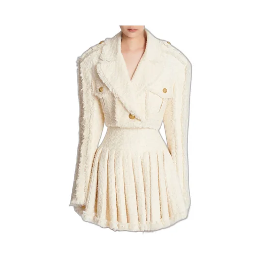 Short Fringed Tweed Jacket
