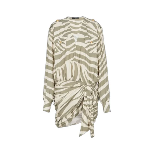 Draped Zebra Print Dress