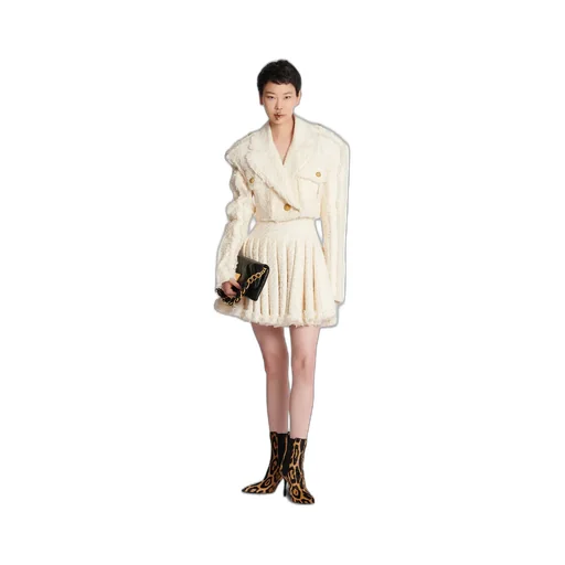 Short Fringed Tweed Jacket