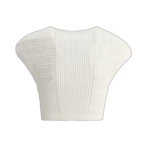 Button-Embellished Knitted Cropped Top