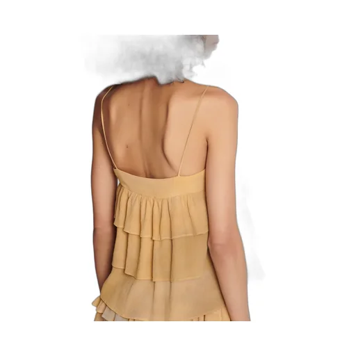 Strappy Ruffled Silk Top