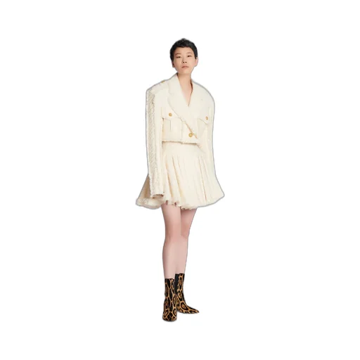 Short Fringed Tweed Jacket