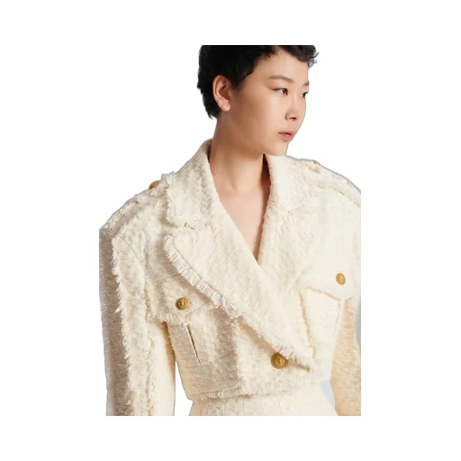 Short Fringed Tweed Jacket