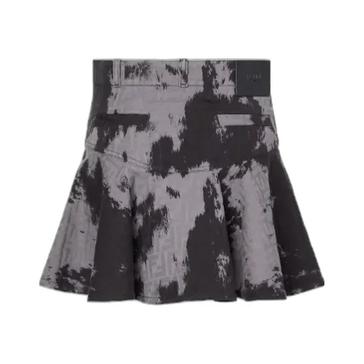 Ff Animalier Denim Mini Skirt