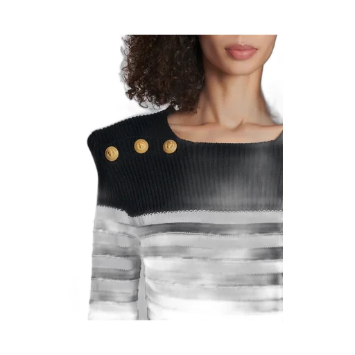 Striped Button-Detailed Mini Dress