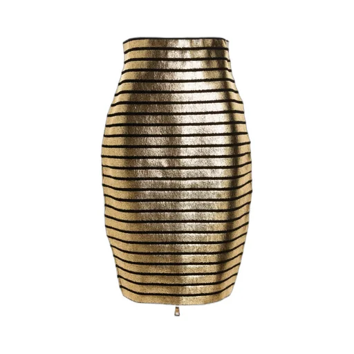 Stripe-Detail Midi Skirt