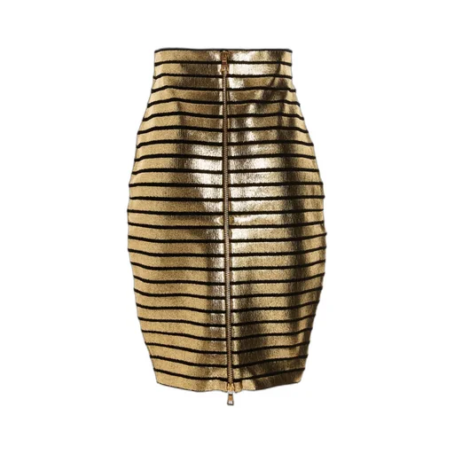 Stripe-Detail Midi Skirt