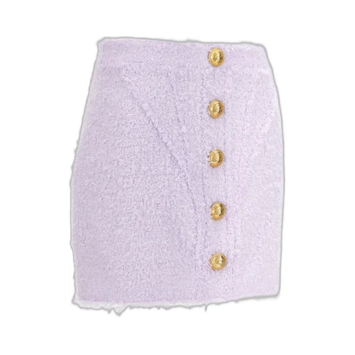 Logo Button Tweed Skirt