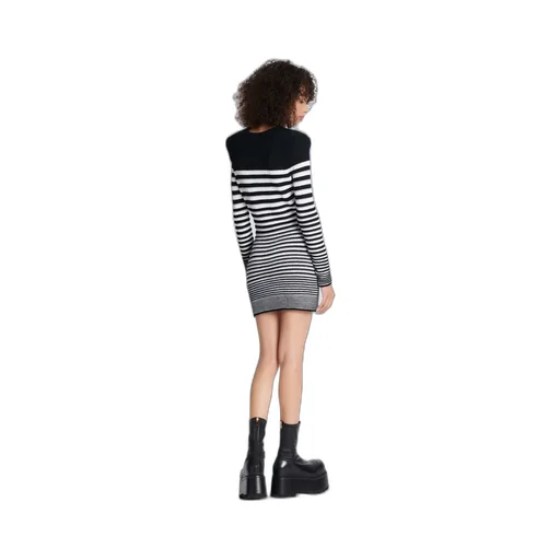 Striped Button-Detailed Mini Dress