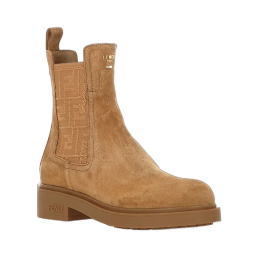 Ff Motif Round-Toe Ankle Boots