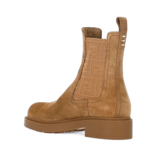 Ff Motif Round-Toe Ankle Boots