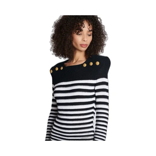 Striped Button-Detailed Mini Dress