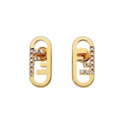 Fendi O'lock Crystal-Embellished Metallic Earrings
