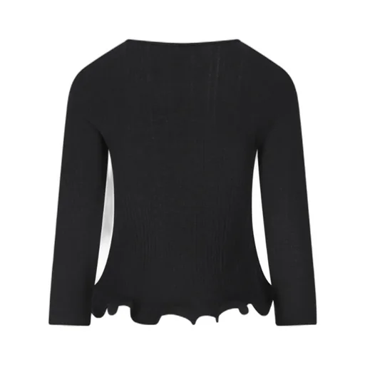 V-Neck Ruffled-Hem Ribbed Top