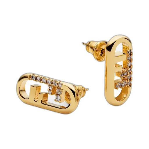 Fendi O'lock Crystal-Embellished Metallic Earrings