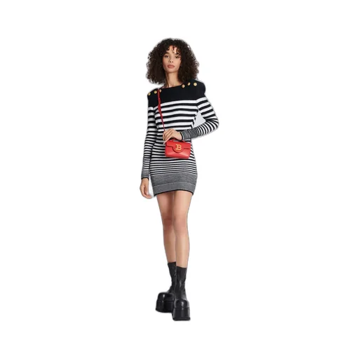 Striped Button-Detailed Mini Dress