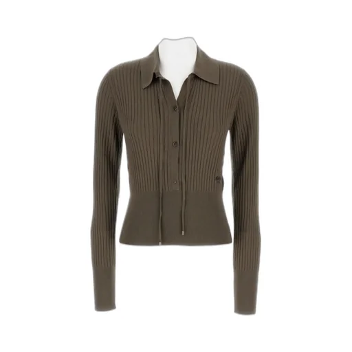 Tied-Neck Knitted Polo Shirt