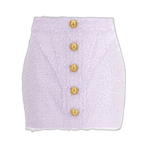 Logo Button Tweed Skirt