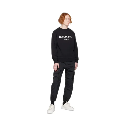 Cotton Printed Balmain Logo Sweatshirt