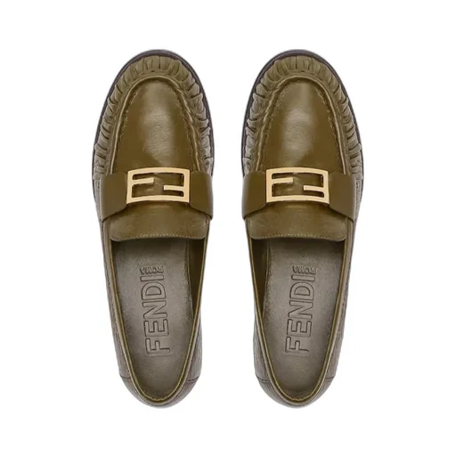 Baguette Ff Plaque Gathered Loafers