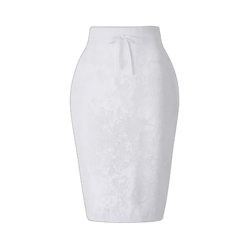 Floral Motif Midi Knitted Skirt