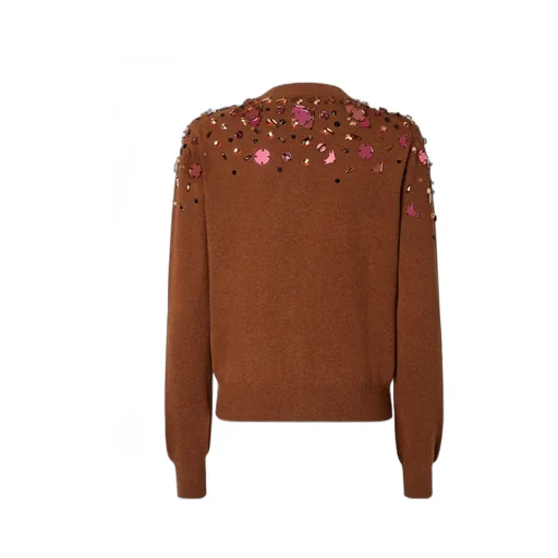Embellished Buttoned Crewneck Cardigan