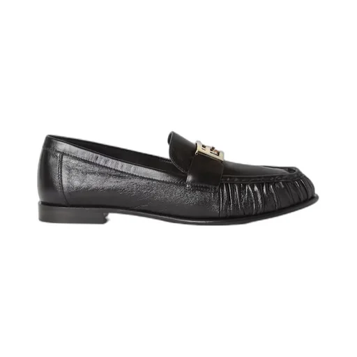 Baguette Ff Plaque Gathered Loafers