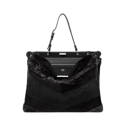 Maxi Peekaboo Soft Black Inlaid Fur Bag