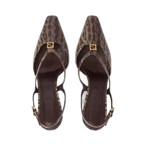 High Heel Printed Karung Slingbacks