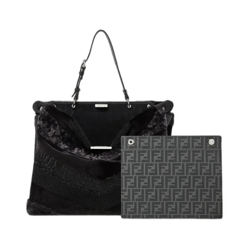 Maxi Peekaboo Soft Black Inlaid Fur Bag