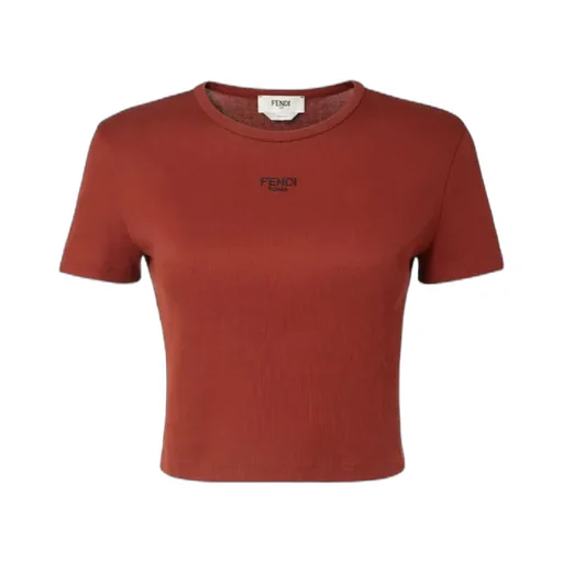 Logo Embroidered Crewneck Cropped T-Shirt