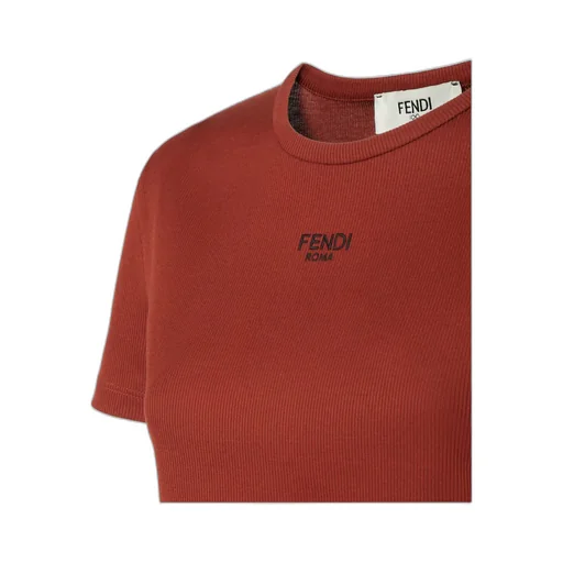 Logo Embroidered Crewneck Cropped T-Shirt