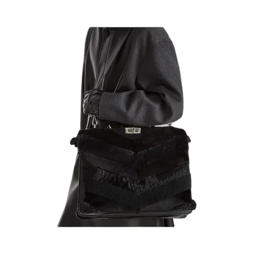 Maxi Peekaboo Soft Black Inlaid Fur Bag
