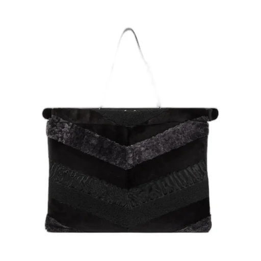 Maxi Peekaboo Soft Black Inlaid Fur Bag