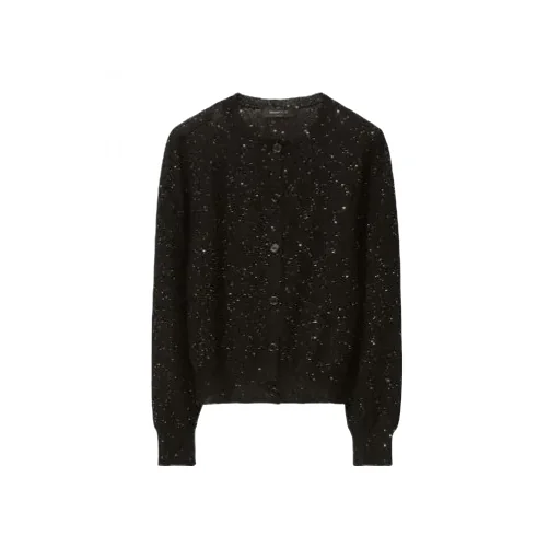 Sequin-Embellished Buttoned Cardigan