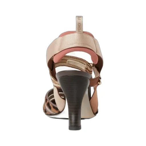 High-Heeled Mesh And Multicolor Cavallino Calfskin Slingbacks