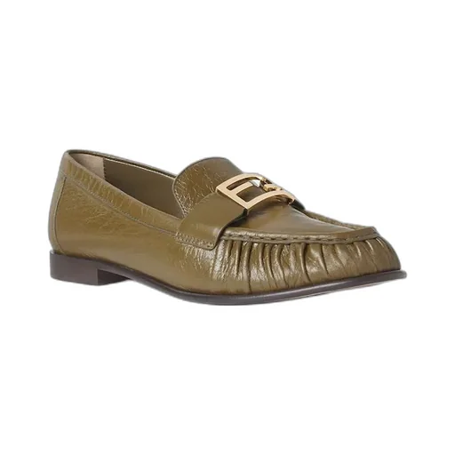 Baguette Ff Plaque Gathered Loafers